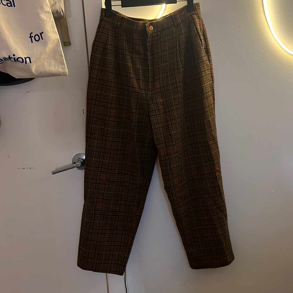 Plaid, wool trouser pants
